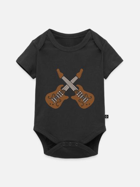 Gekreuzt 2 E Gitarren - Baby Premium Kurzarmbody - Schwarz