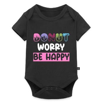 Donut worry be happy donut cool gifts sweet food - Body à manches courtes Premium Bébé - noir - Devant