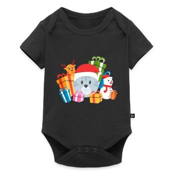 Christmas Cat Present - Baby Premium short-sleeve bodysuit - black - Front