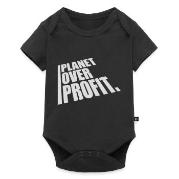 planet over profit Zitat - Baby Premium Kurzarmbody - Schwarz - Vorne