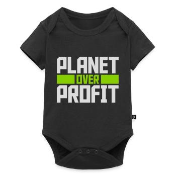 planet over profit Zitat - Baby Premium Kurzarmbody - Schwarz - Vorne