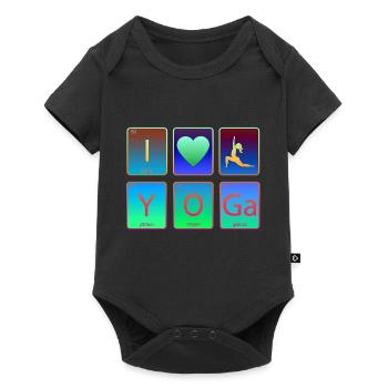 yoga meditation cute funny peace zen love cool - Baby Premium short-sleeve bodysuit - black - Front