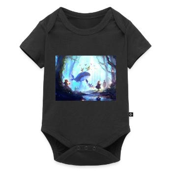 Girl in magical forest surrounded by animals - Baby Premium short-sleeve bodysuit - black - Front