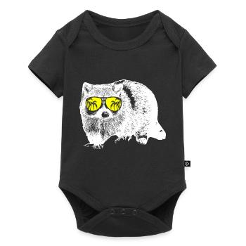 Waschbär Tierliebhaber Naturfans Sonnenbrille Wasc - Baby Premium Kurzarmbody - Schwarz - Vorne