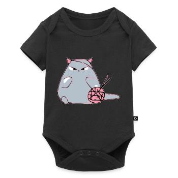 Dodi le chat qui tricote - Body à manches courtes Premium Bébé - noir - Devant