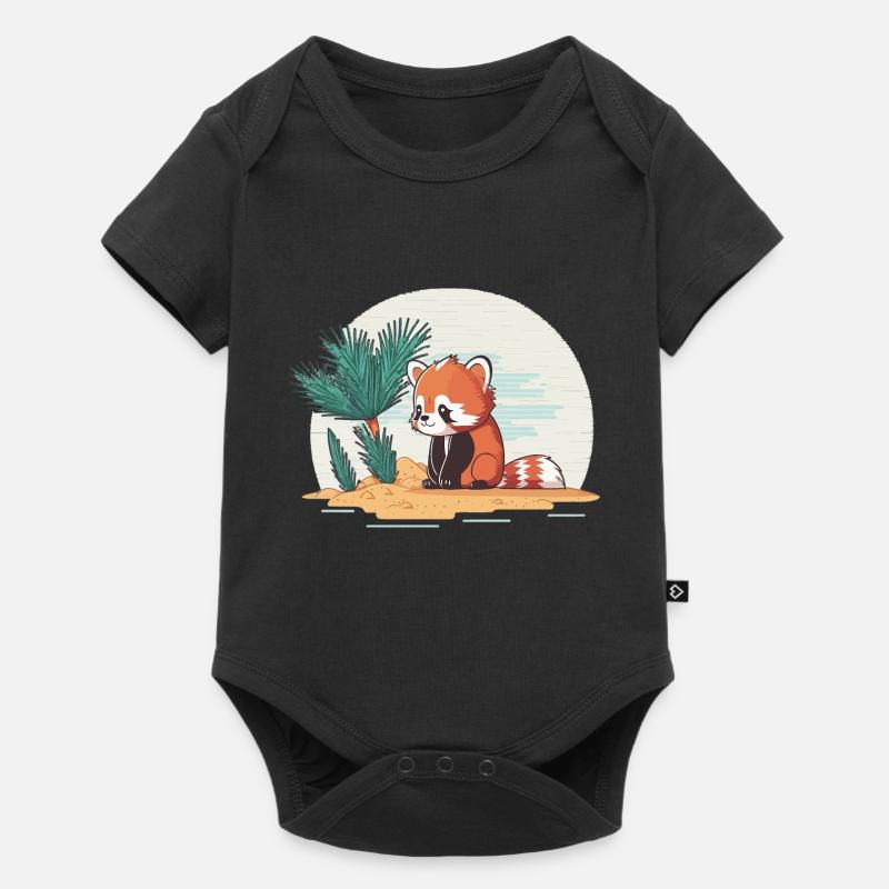 Panda roux sur une île - Body à manches courtes Premium Bébé - noir