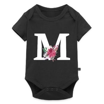 Letter m floral - Baby Premium short-sleeve bodysuit - black - Front