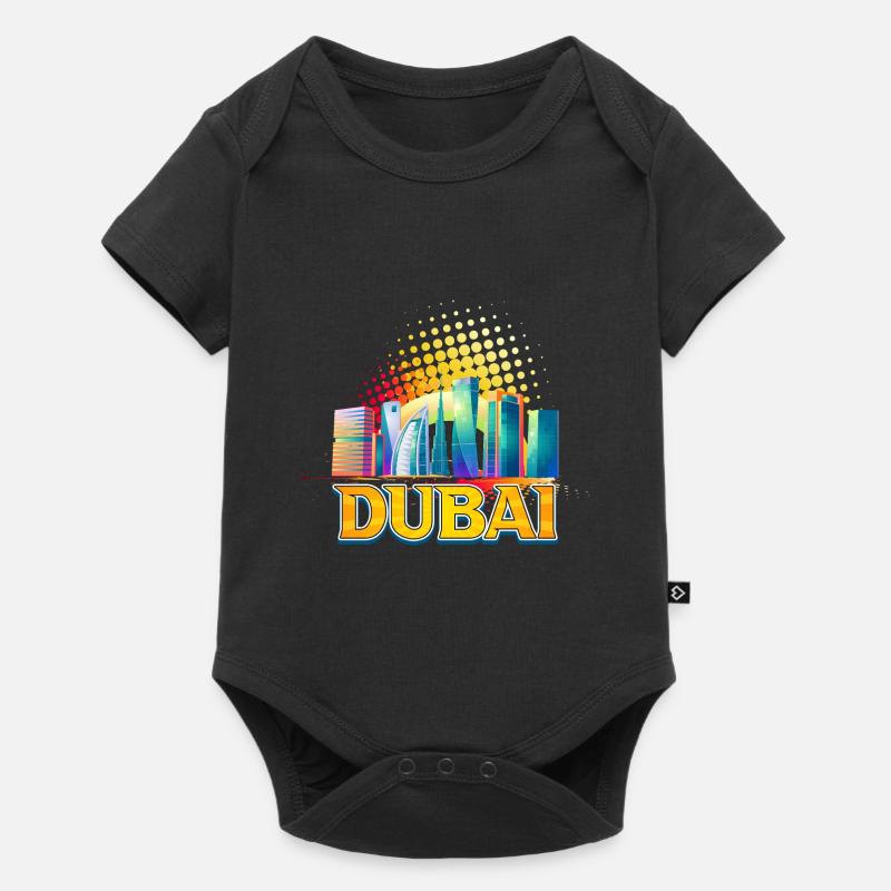 Dubaï Skyline Summer Sun Palm Beach Mer - Body à manches courtes Premium Bébé - noir
