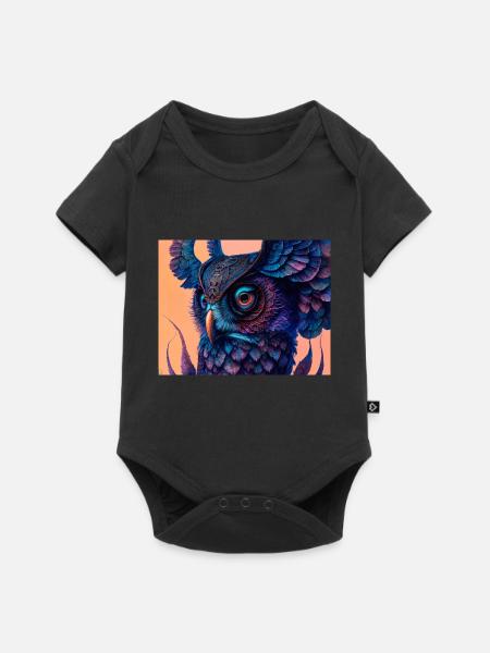 Eule - Baby Premium Kurzarmbody - Schwarz