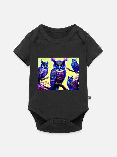 Eule - Baby Premium Kurzarmbody - Schwarz