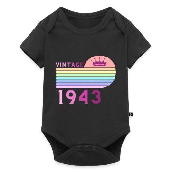 Anniversaire 80 Ans vintage 1943 femme rose violet - Body à manches courtes Premium Bébé - noir - Devant