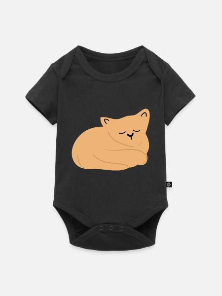 Schlafendes Baby Katze2 - Baby Premium Kurzarmbody - Schwarz
