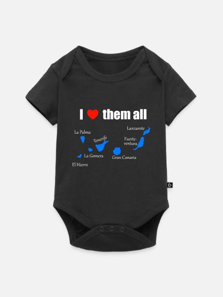Je les aime tous - Îles Canaries - Body à manches courtes Premium Bébé - noir