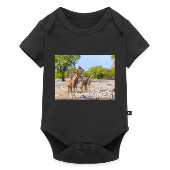 giraffe and Landscape in a Etosha National Park - Baby Premium short-sleeve bodysuit - black - Front