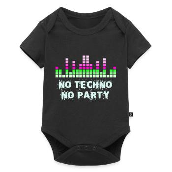 Kein Techno, kein Party-Rave-Spruch - Baby Premium Kurzarmbody - Schwarz - Vorne