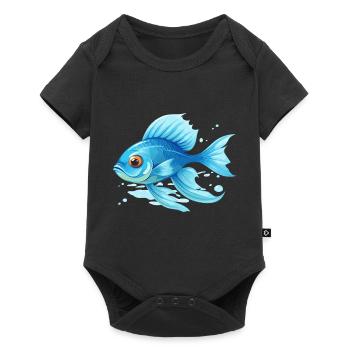 poisson bleu - Body à manches courtes Premium Bébé - noir - Devant
