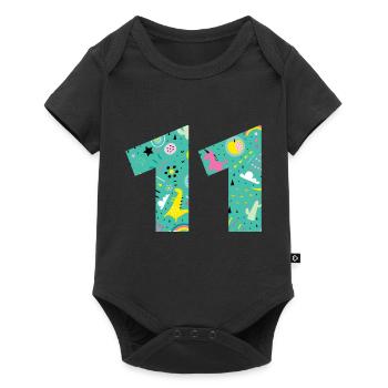 Numéro 11 anniversaire personnalisé - Body à manches courtes Premium Bébé - noir - Devant