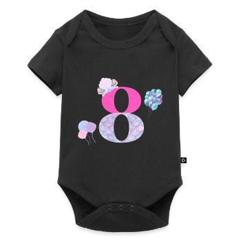 8e anniversaire sirène - Body à manches courtes Premium Bébé - noir - Devant