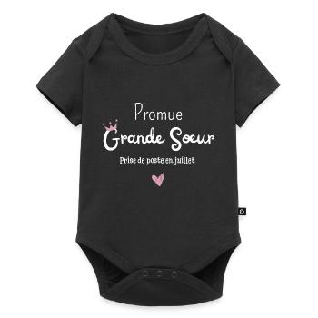 Promue grande soeur en juillet - annonce grossesse - Body à manches courtes Premium Bébé - noir - Devant