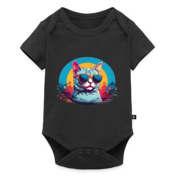 Cool Cat with Sungalsses - Baby Premium short-sleeve bodysuit - black - Front