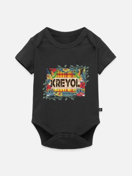 Belle Idee cadeau KREYOL OU CREOLE style madras - Body à manches courtes Premium Bébé - noir