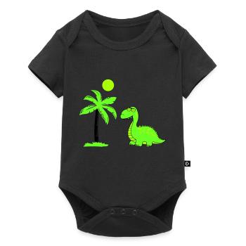 dinosaurier palme 02 - Baby Premium Kurzarmbody - Schwarz - Vorne