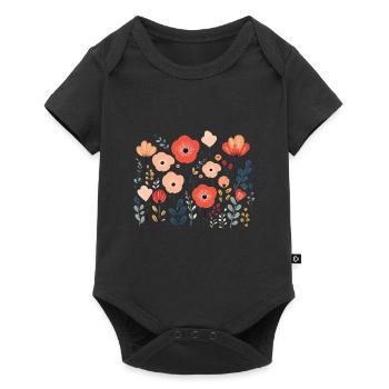 Mohnblumen - Baby Premium Kurzarmbody - Schwarz - Vorne