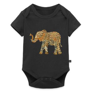 Elefant - Baby Premium Kurzarmbody - Schwarz - Vorne