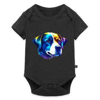 Tête de labrador en illustration couleur - Body à manches courtes Premium Bébé - noir - Devant