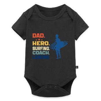 Dad Hero Surfing Coach Legend Funny Surfing Dad - Baby Premium short-sleeve bodysuit - black - Front