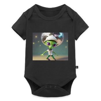 cute little green retro vintage alien everyday - Baby Premium short-sleeve bodysuit - black - Front