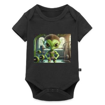 cute little alien everyday life – workout gym - Baby Premium short-sleeve bodysuit - black - Front