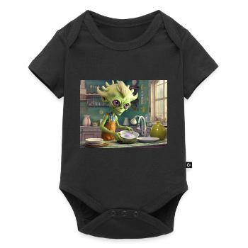 mignon petit vert rétro vintage alien tous les jours - Body à manches courtes Premium Bébé - noir - Devant