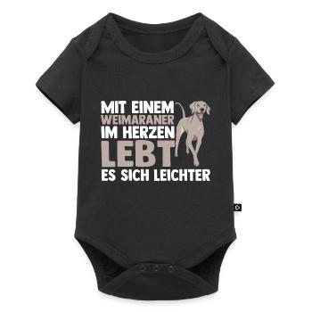 Hund Weimaraner - Baby Premium Kurzarmbody - Schwarz - Vorne