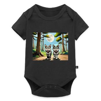 comptines allemandes comique deux petits loups - Body à manches courtes Premium Bébé - noir - Devant
