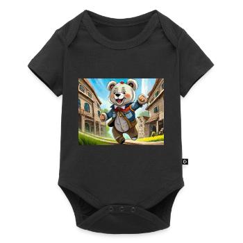 german nursery rhymes illustrated comic Teddy bear - Baby Premium short-sleeve bodysuit - black - Front