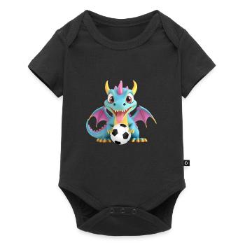 Dragon monster with soccer ball - Baby Premium short-sleeve bodysuit - black - Front