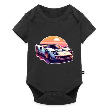 voiture vintage couché de soleil - Body à manches courtes Premium Bébé - noir - Devant