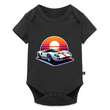voiture vintage couché de soleil - Body à manches courtes Premium Bébé - noir - Devant