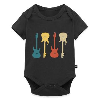 guitare rétro vintage - Body à manches courtes Premium Bébé - noir - Devant