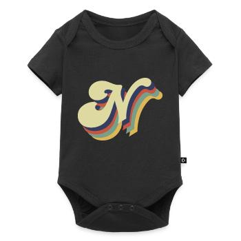 Retro Letter N - Baby Premium short-sleeve bodysuit - black - Front