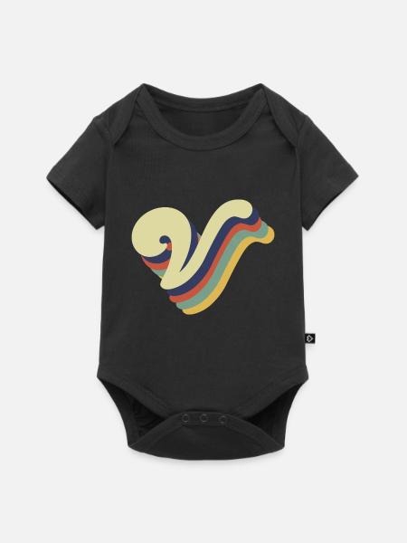 Retro-V-Buchstabe - Baby Premium Kurzarmbody - Schwarz