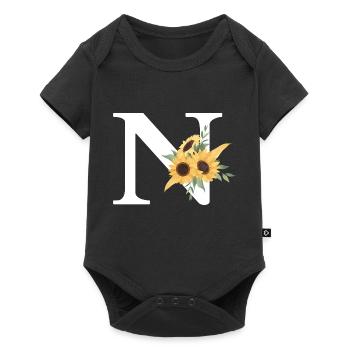 Letter n floral sunflower - Baby Premium short-sleeve bodysuit - black - Front