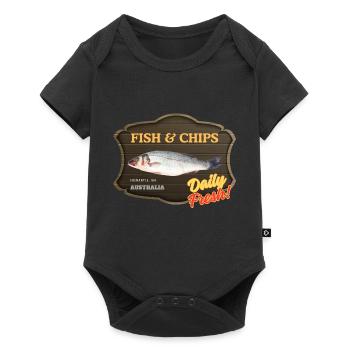 Fish and Chips, Daily Fresh - Baby Premium Kurzarmbody - Schwarz - Vorne
