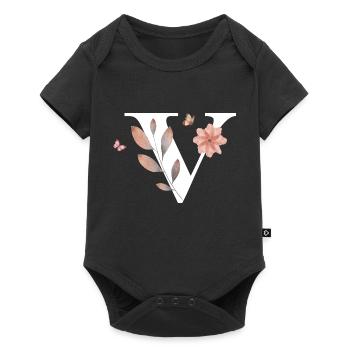 Letter v wildflowers watercolors - Baby Premium short-sleeve bodysuit - black - Front