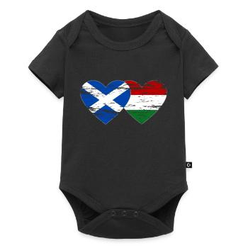 Scotland Hungary flag heart used - Baby Premium short-sleeve bodysuit - black - Front