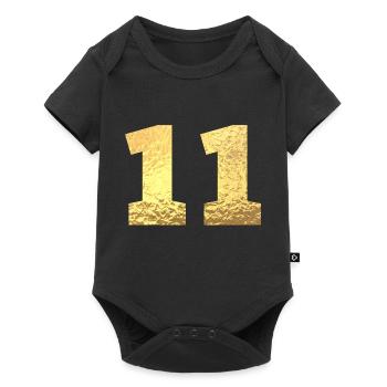 Nummer 11 Gold Glitter - 11. Jahrestag - Baby Premium Kurzarmbody - Schwarz - Vorne