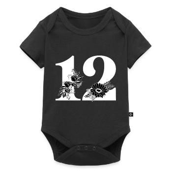 Numéro 12 floral noir -12e anniversaire floral - Body à manches courtes Premium Bébé - noir - Devant