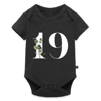 Number 19 Floral Green -19th Floral Birthday - Baby Premium short-sleeve bodysuit - black - Front