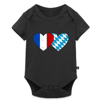 France Bavaria Flag Heart used - Baby Premium short-sleeve bodysuit - black - Front